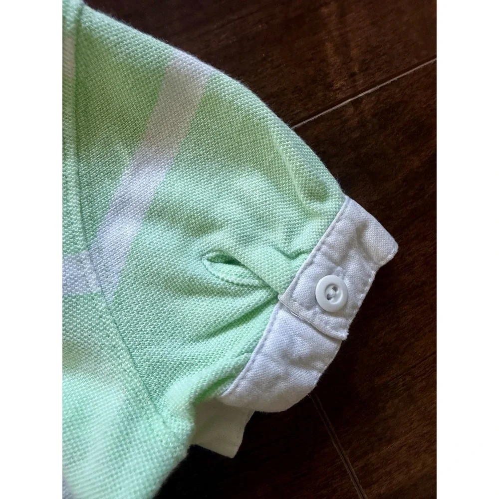 Ralph Lauren Polo Shirt Dress Girls Size 7 Mint Green White Stripe Preppy Pony